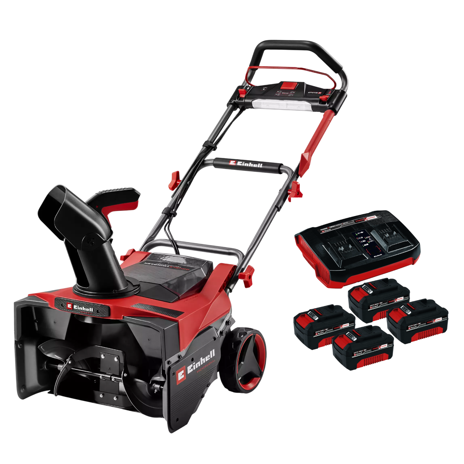 Einhell GP-ST 36/53 Li E BL 4x18V Sneslynge med 4 stk. 4,0Ah batteri og dobbelt oplader