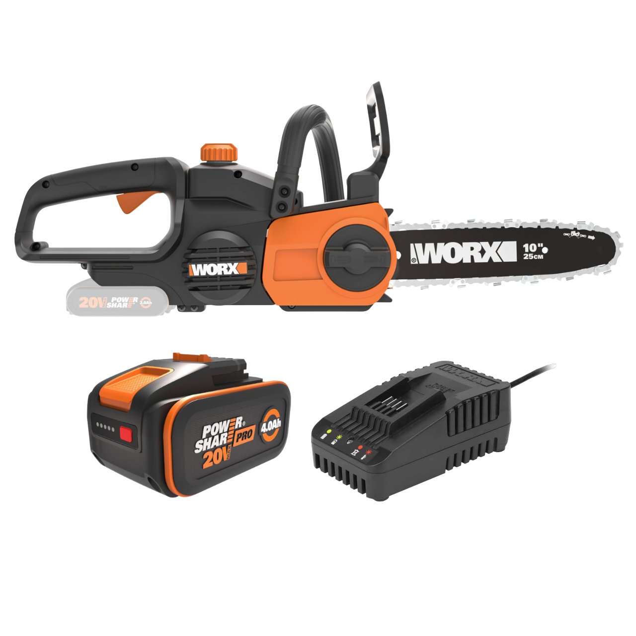 Worx WG322E PowerShare 20V Kædesav med 4,0Ah batteri og lader