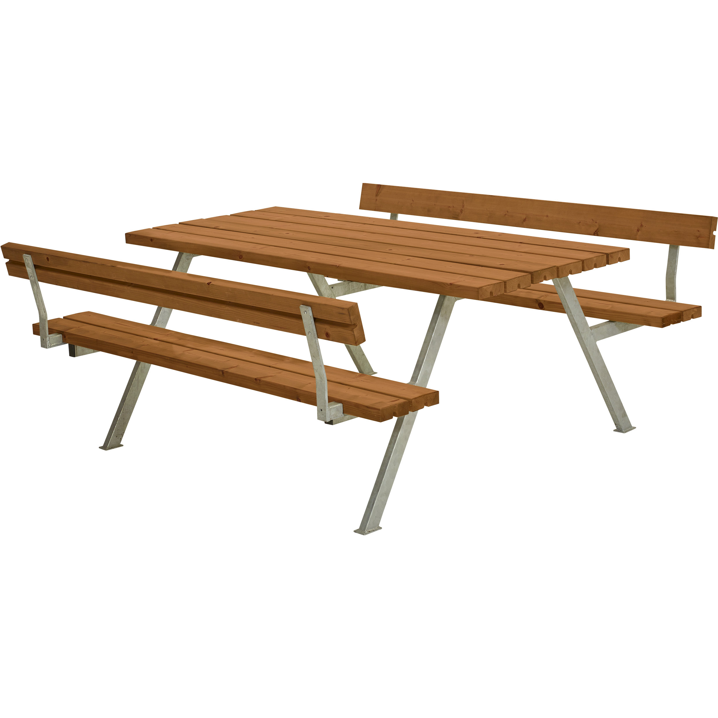 Plus Alpha Bord/Bænkesæt m/2 ryglæn 177 cm - Grundmalet Teak