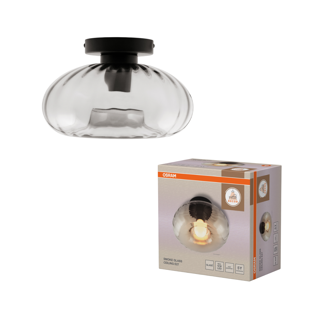 Osram Decor Smoke Glass Loftlampe i sort