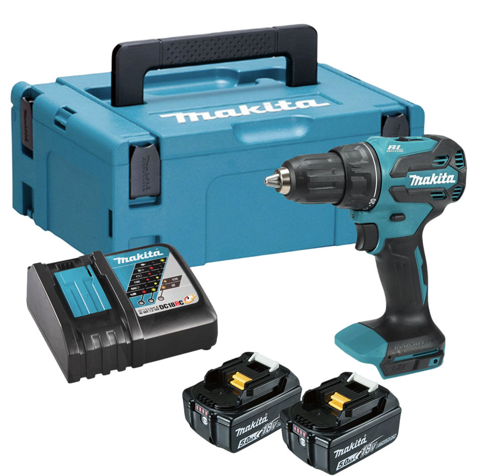 Makita DDF490RTJ 18V LXT Bore-/skruemaskine med 2 stk. 5,0Ah batteri og lader