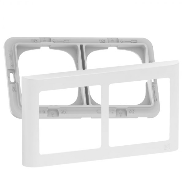 LK FUGA Soft designramme med monteringsramme 2 modul hvid