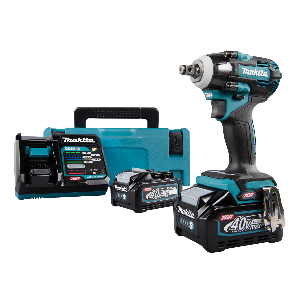 Makita TW004GM202 40V XGT Slagnøgle med 2 stk. 4,0Ah batteri, lader og Makpack
