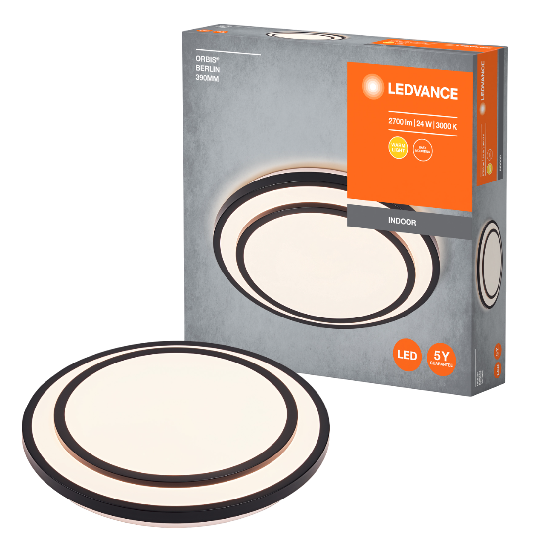 LEDVANCE Orbis Berlin 390 mm 24W 830 Loftlampe i sort
