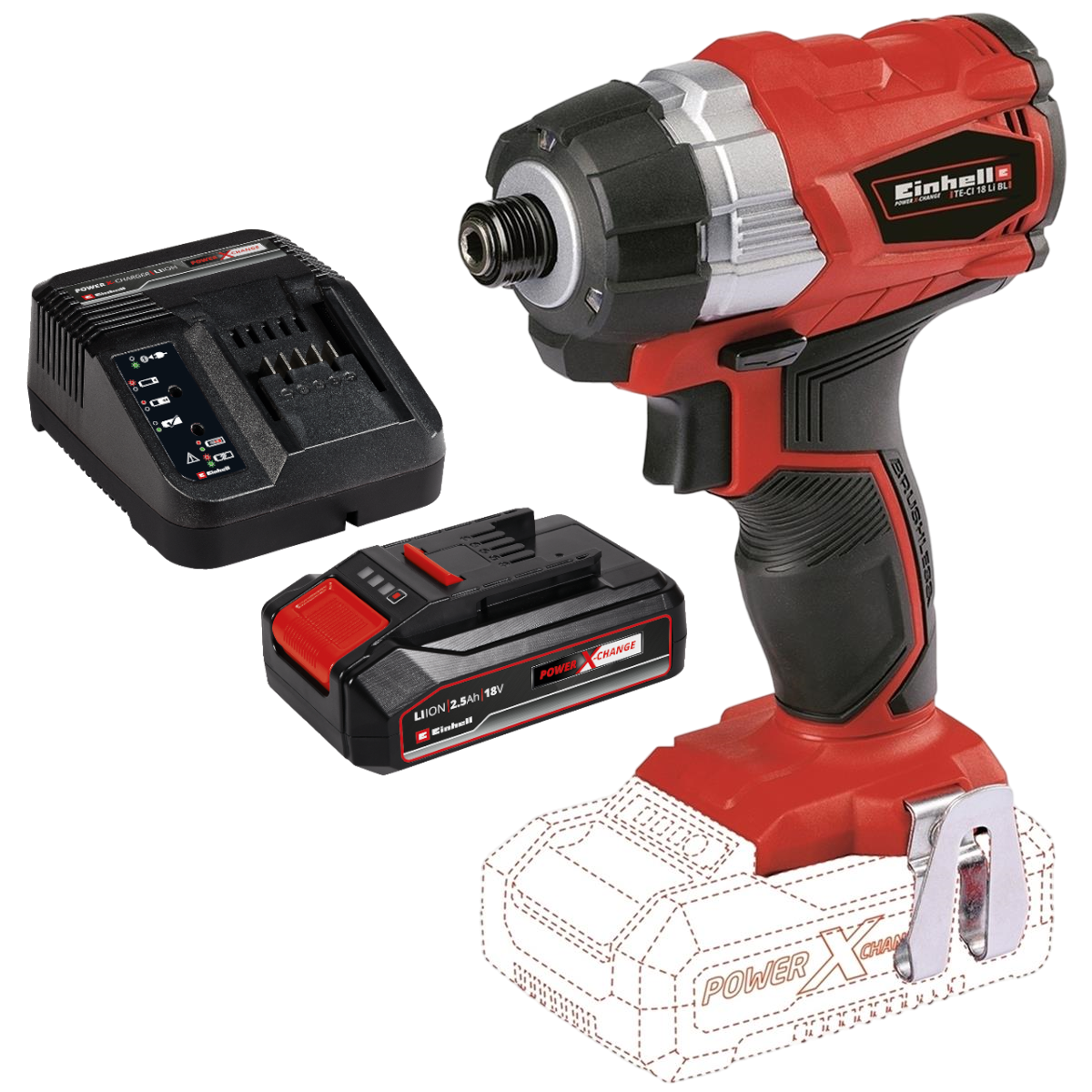 Einhell TP-CI 18 Li BL Slagskruetrækker med 2,5Ah batteri og lader