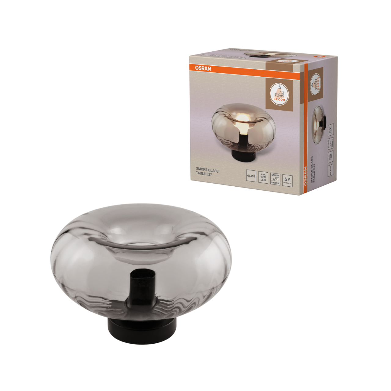 Osram Decor Smoke Glass Bordlampe i sort