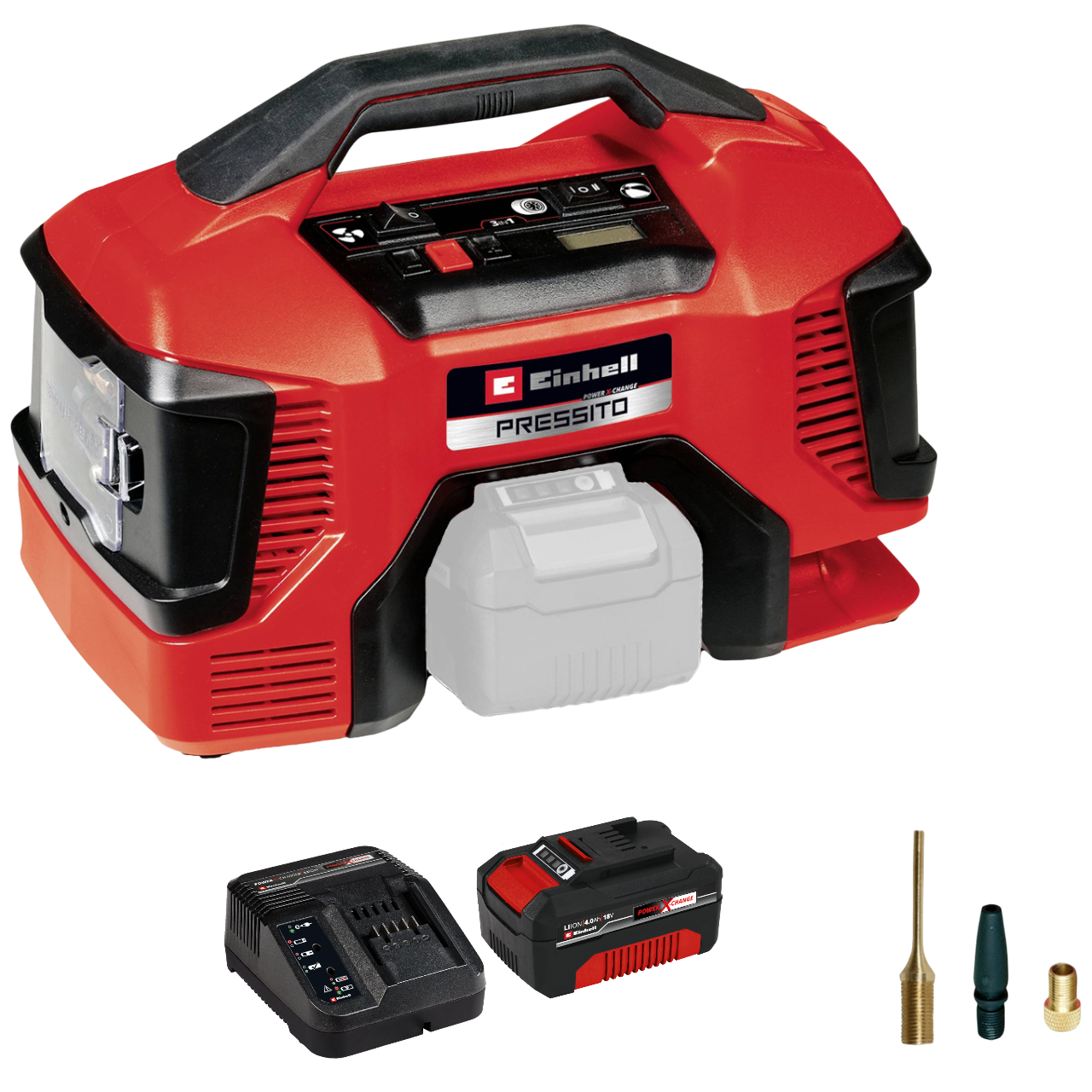 Einhell PRESSITO 18/21 Kompressor med 4,0Ah batteri og lader