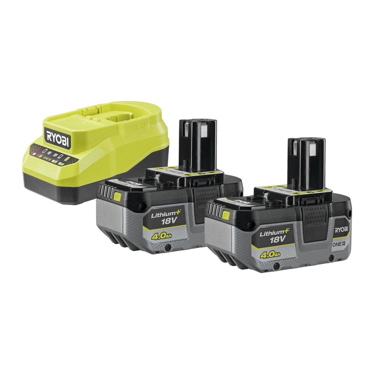Ryobi RC18120A-240X ONE+ 18V Startsæt med 2 stk. 4,0Ah Lithium+ batteri og lader