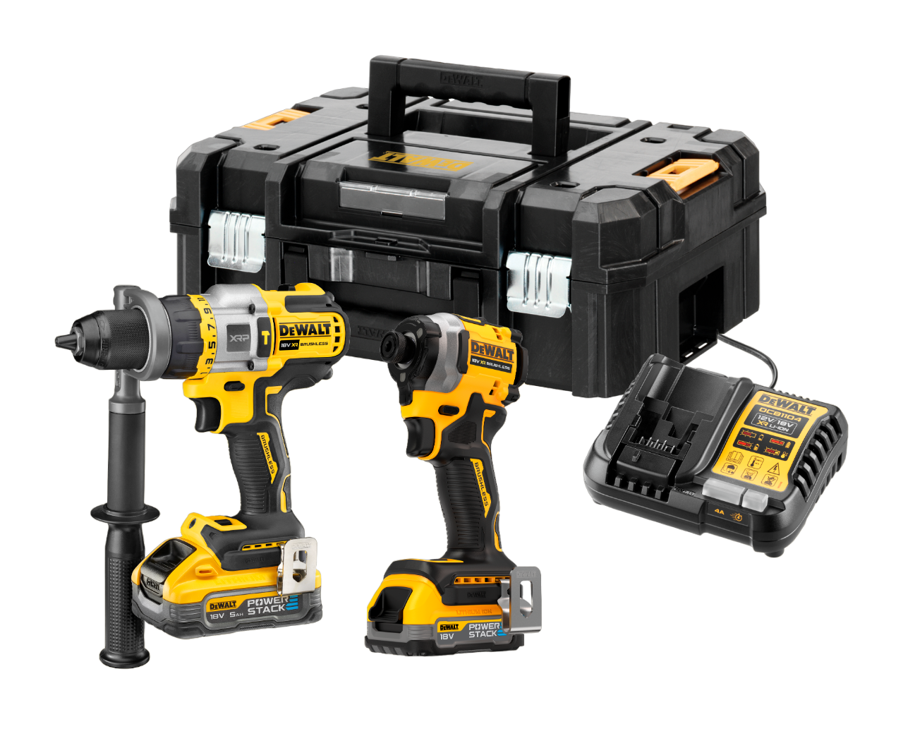 Dewalt DCK2052H1E1T-QW 18V XR Elværktøjssæt med 1,7Ah/5,0Ah PowerStack batteri og TSTAK
